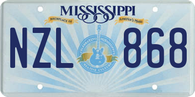 MS license plate NZL868
