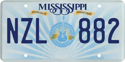 MS license plate NZL882