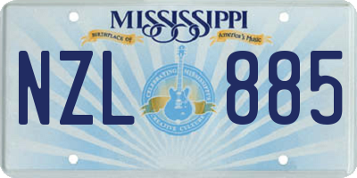 MS license plate NZL885
