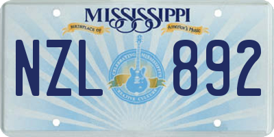 MS license plate NZL892