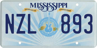 MS license plate NZL893