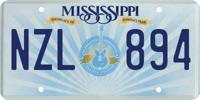 MS license plate NZL894