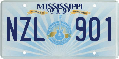 MS license plate NZL901