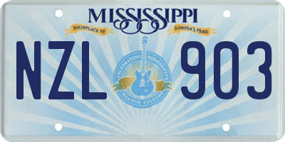 MS license plate NZL903