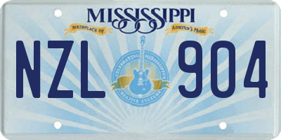 MS license plate NZL904