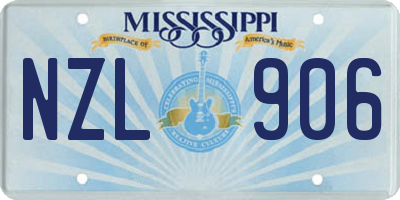 MS license plate NZL906