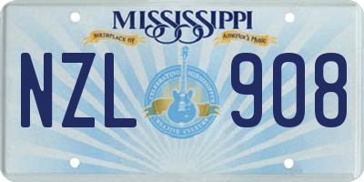 MS license plate NZL908