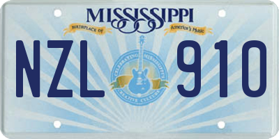 MS license plate NZL910