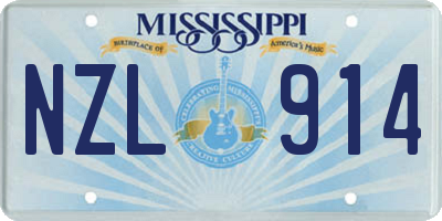 MS license plate NZL914