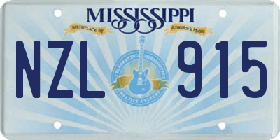 MS license plate NZL915