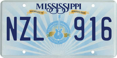 MS license plate NZL916