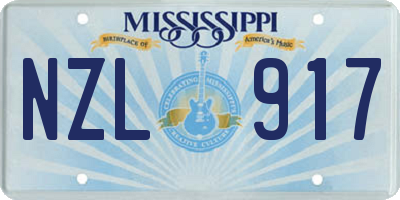 MS license plate NZL917