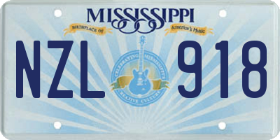 MS license plate NZL918