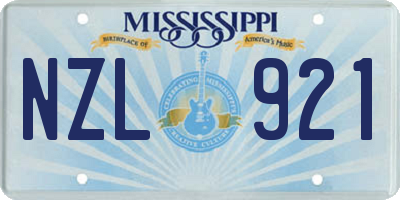 MS license plate NZL921