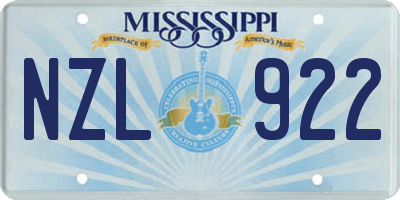 MS license plate NZL922