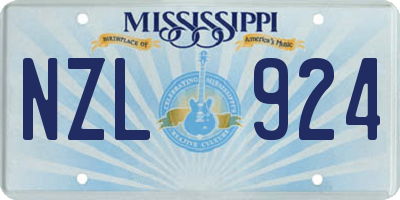 MS license plate NZL924