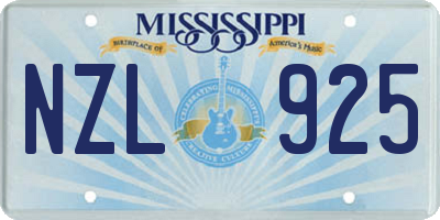 MS license plate NZL925