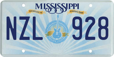 MS license plate NZL928