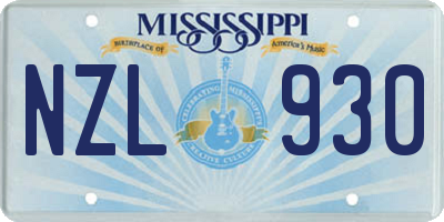 MS license plate NZL930