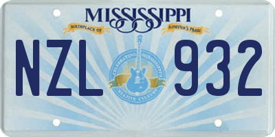 MS license plate NZL932