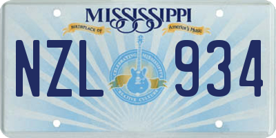 MS license plate NZL934