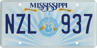 MS license plate NZL937