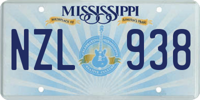 MS license plate NZL938