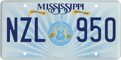 MS license plate NZL950