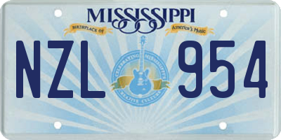 MS license plate NZL954