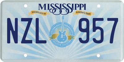 MS license plate NZL957