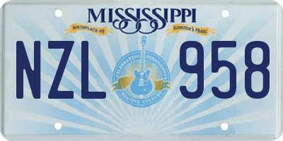 MS license plate NZL958
