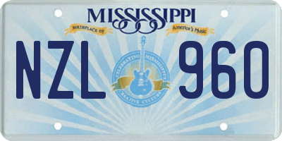 MS license plate NZL960
