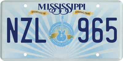 MS license plate NZL965