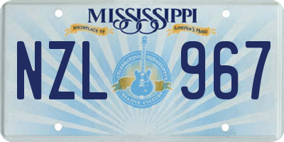 MS license plate NZL967
