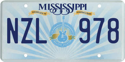 MS license plate NZL978