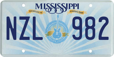 MS license plate NZL982