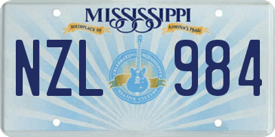 MS license plate NZL984