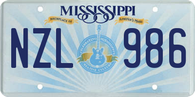 MS license plate NZL986