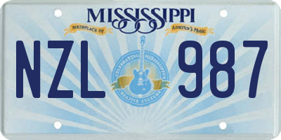 MS license plate NZL987