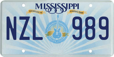 MS license plate NZL989
