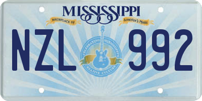MS license plate NZL992