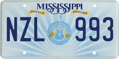 MS license plate NZL993