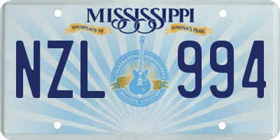 MS license plate NZL994