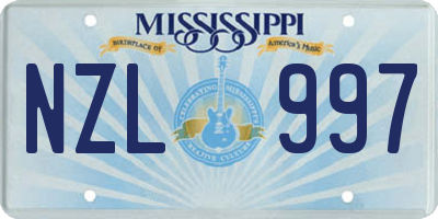MS license plate NZL997