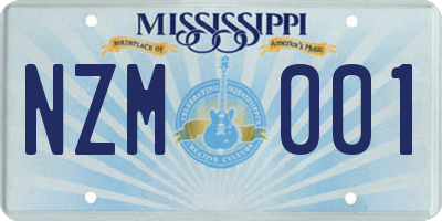 MS license plate NZM001