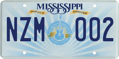 MS license plate NZM002