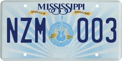 MS license plate NZM003