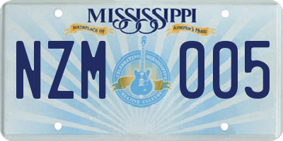 MS license plate NZM005