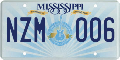 MS license plate NZM006