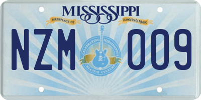 MS license plate NZM009